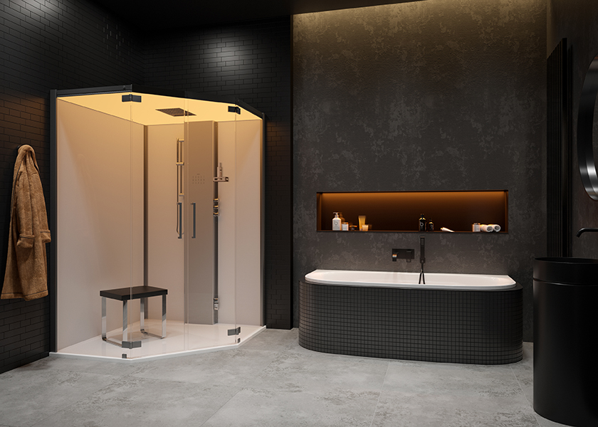 Pentagonal steam cabine with SensePerience series