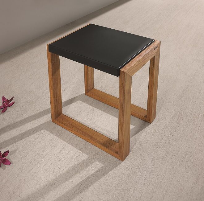 Stool made of water-resistant doussie wood and PU pad - Stool made of water-resistant doussie wood and PU pad