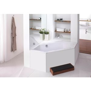 Glas panel hexagonal bathtub back-to-wall 1800x800