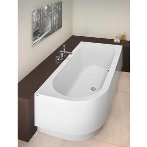 Image shows bathtub with integrated apron