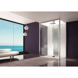 Steam cabin SensePerience 1000x1000 back-to-wall, with anti-slip coating