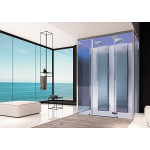 Steam cabin SensePerience 1800x1000 back-to-wall, with anti-slip coating