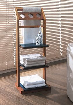 Valet stand made of water-resistant doussie wood and PU pad