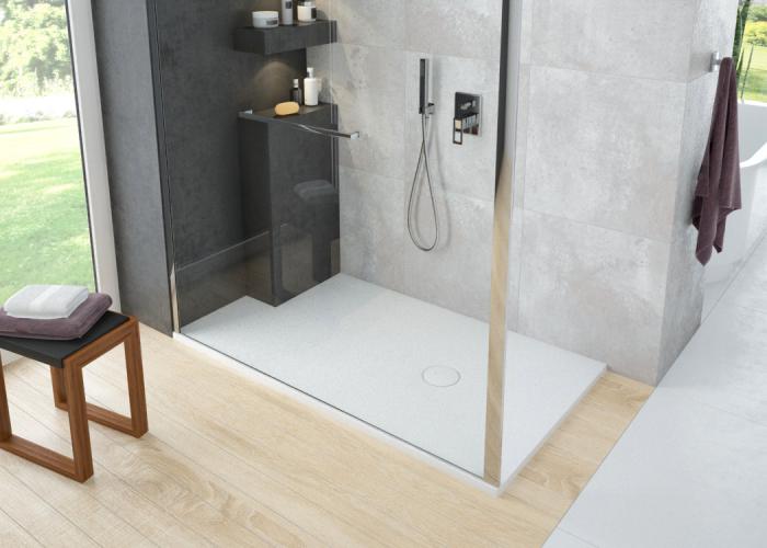 The versatile new NIAS shower tray – made from innovative Solique with a premium structured look and feel.